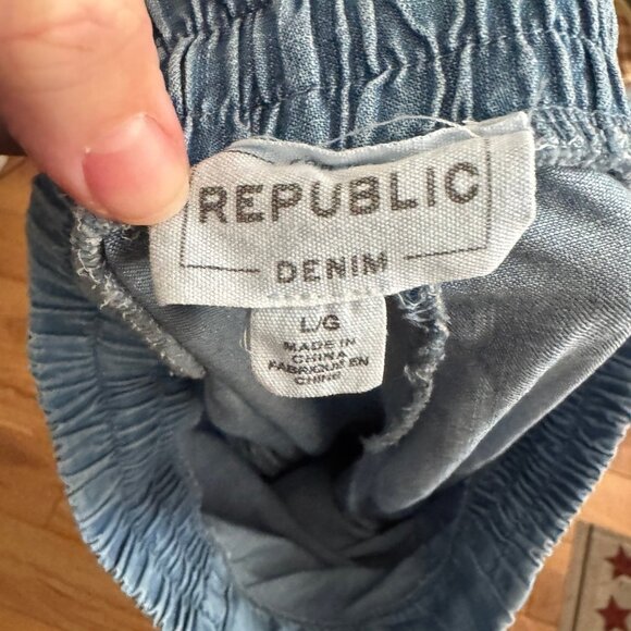 Republic Denim Chambray Women Cargo Pull On Jogger Pants Blue Size Large - Picture 2 of 9